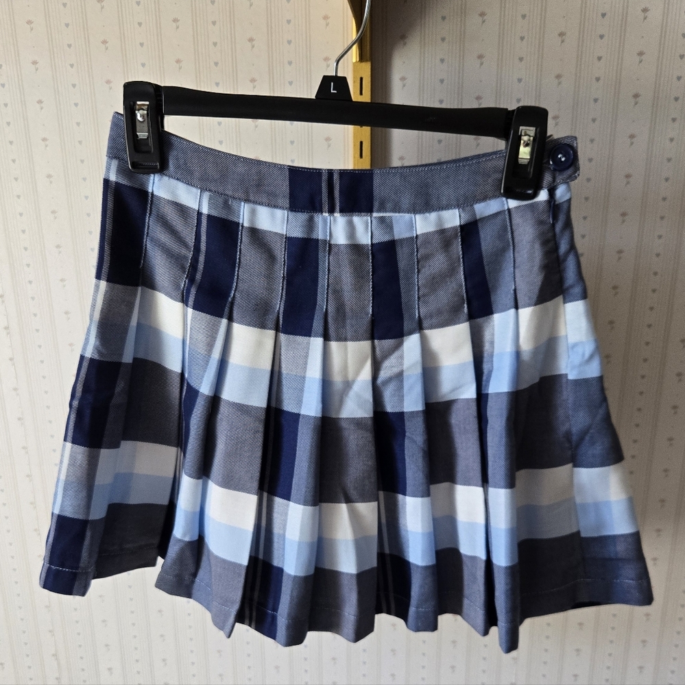 Forever 21 Navy and Light Blue Plaid Mini Skirt